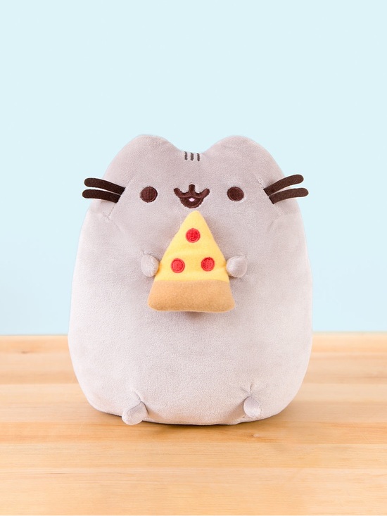 Pusheen Other - Pusheen Plush Toy in Light Gray Holding Yellow Pizza Slice